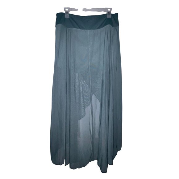 Halara High Waisted High Low Ruffle 2-in-1 Pocket Flare Mesh Maxi Skirt Sz XL Bl - Picture 9 of 11